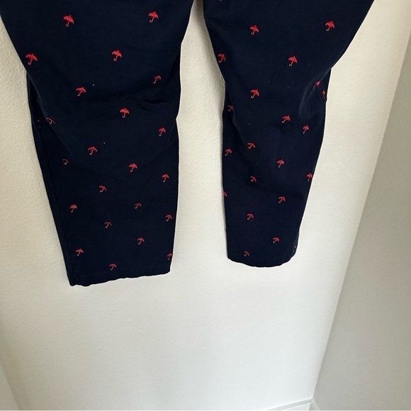 ModCloth Embroidered Umbrella Print Pants Chino Style Navy Red Size 28 Women’s - Picture 8 of 10